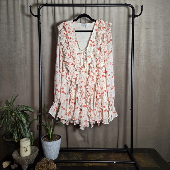 Floral Ruffle V-Neck Blouse - Picture 1 of 5